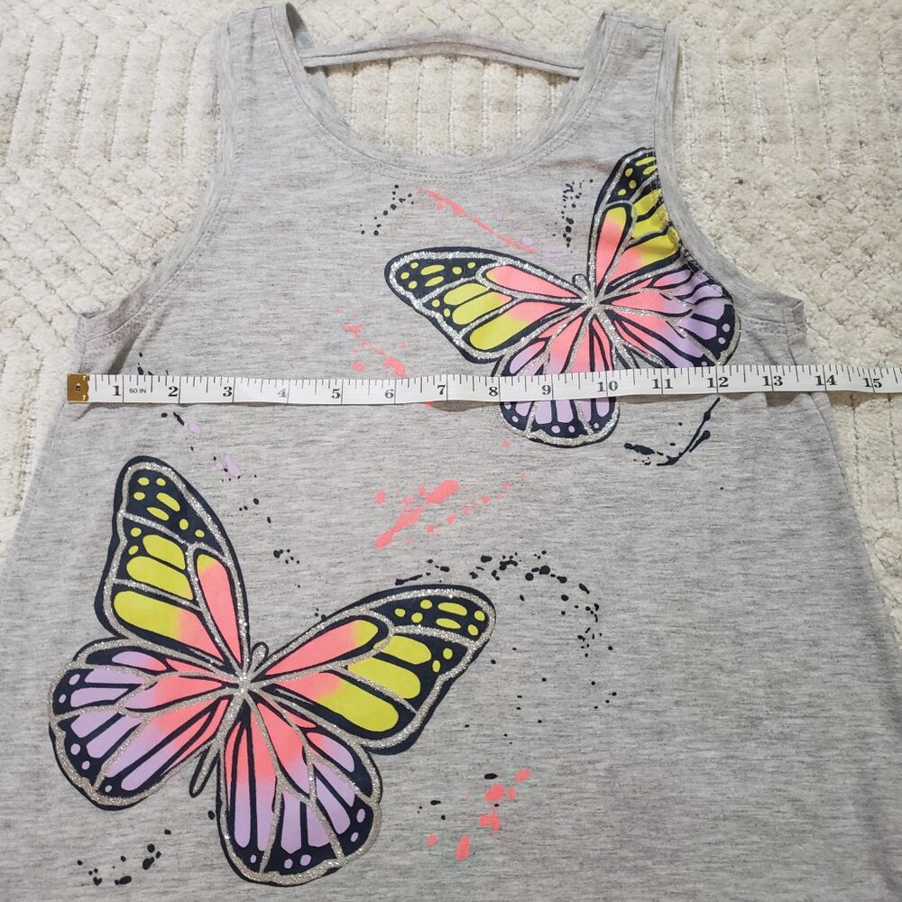 Wonder Nation Girls Gray With Butterflies Tank Top Size Large 10-12 - Picture 10 of 11